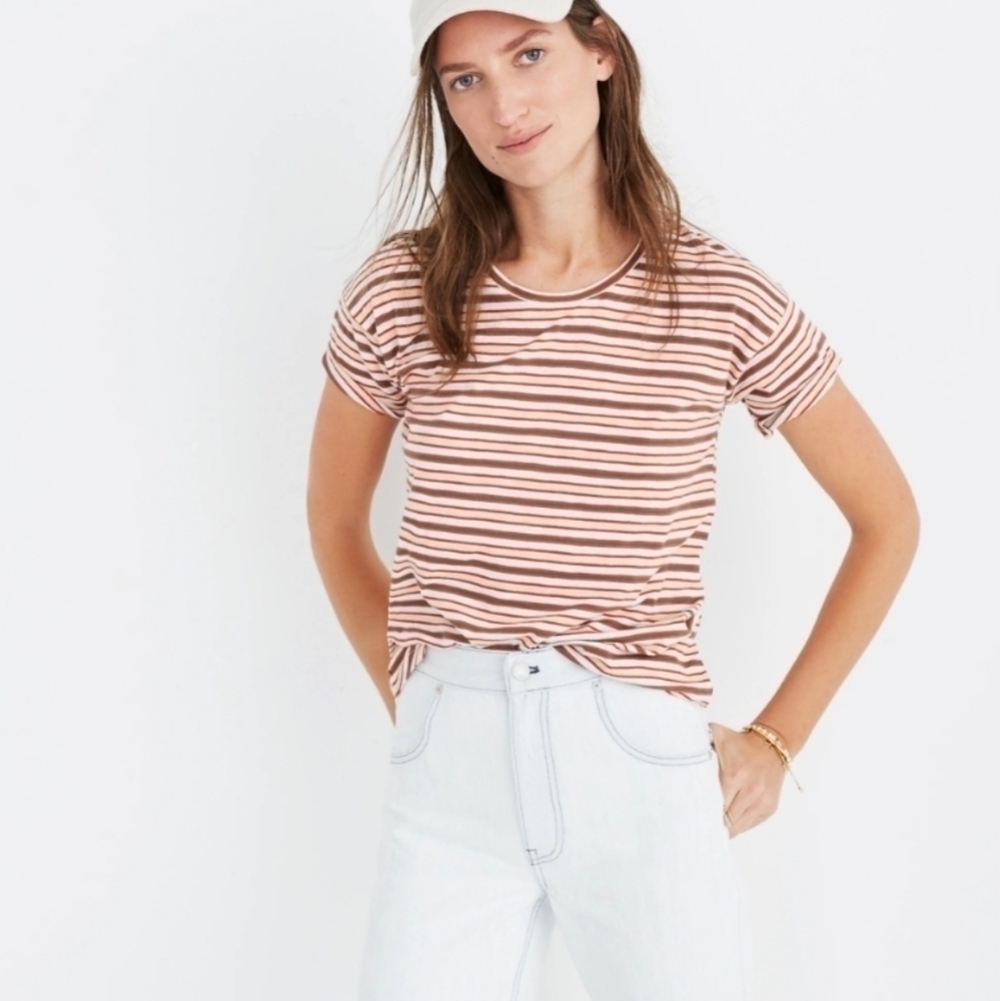 MADEWELL LADIES STRIPED SHORT SLEEVE TEE- XXS